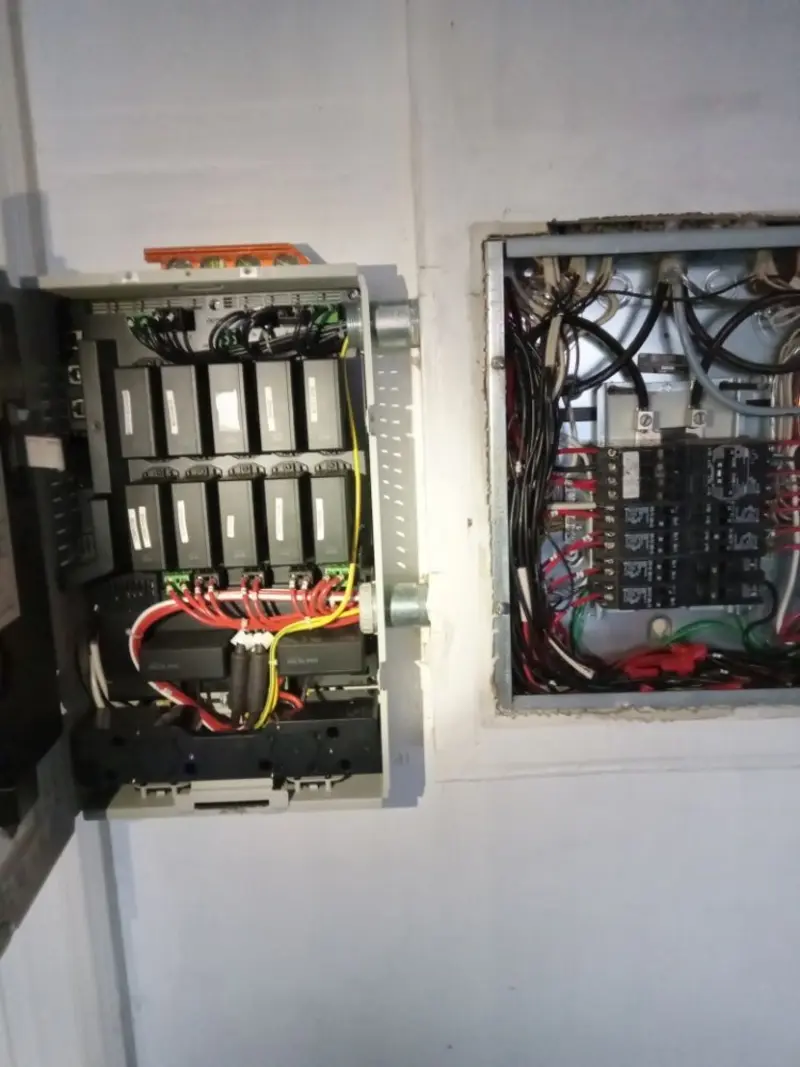 Electrical panel upgrade completed for Security Camera Wiring in Green